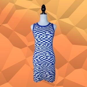 Pretty Garbage Blue and White Geometric Dress
